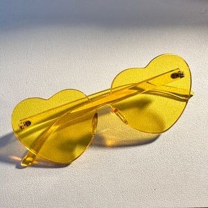 Yellow Heart Shaped Glasses